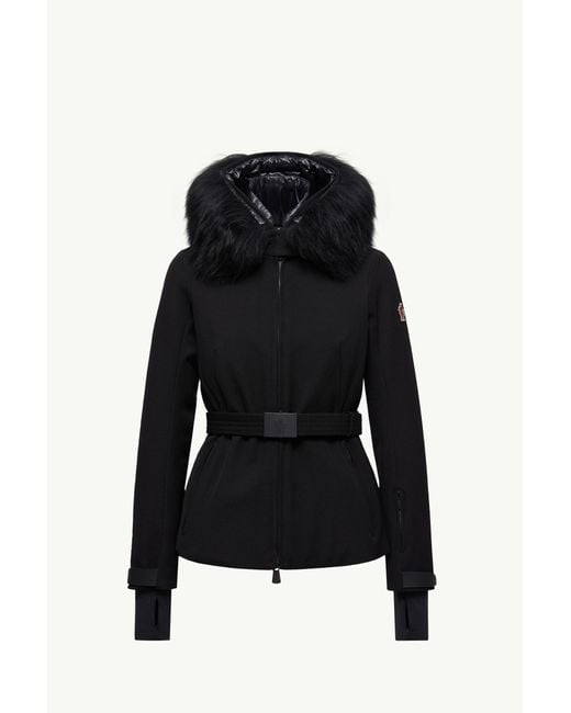 Moncler Black Bauges Daunen-Skijacke Mit Kapuze Und Shearling-Besatz, Damen, Größe