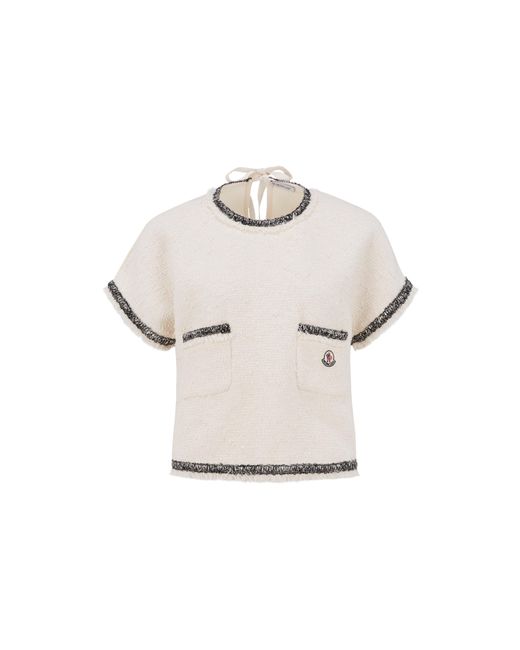 Moncler White Tweed Blouse Multicolor