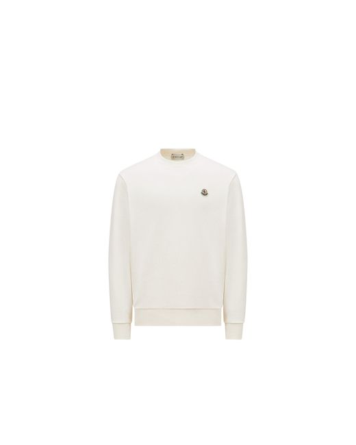 Moncler White Logo Patch Crewneck Sweatshirt for men