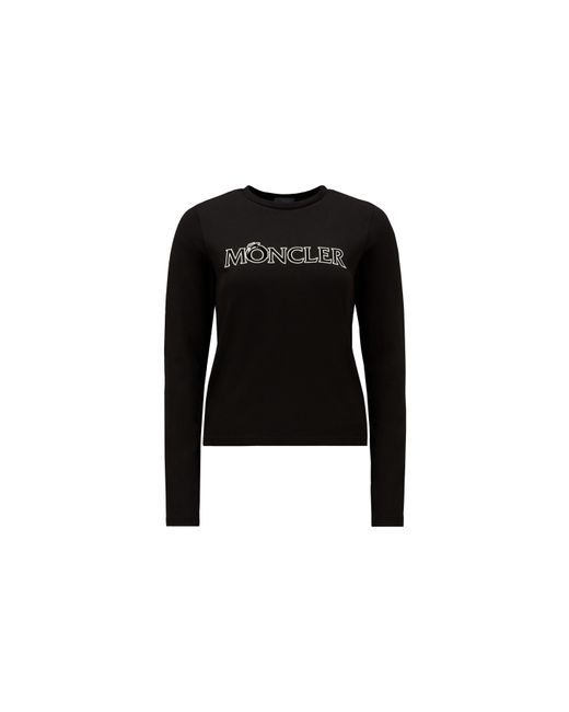 Moncler Black Langärmeliges t-shirt mit logo