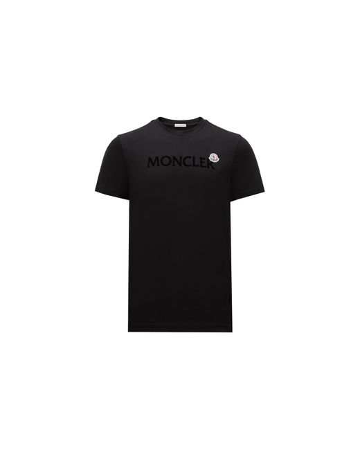 T-shirt à logo floqué Moncler pour homme en coloris Black