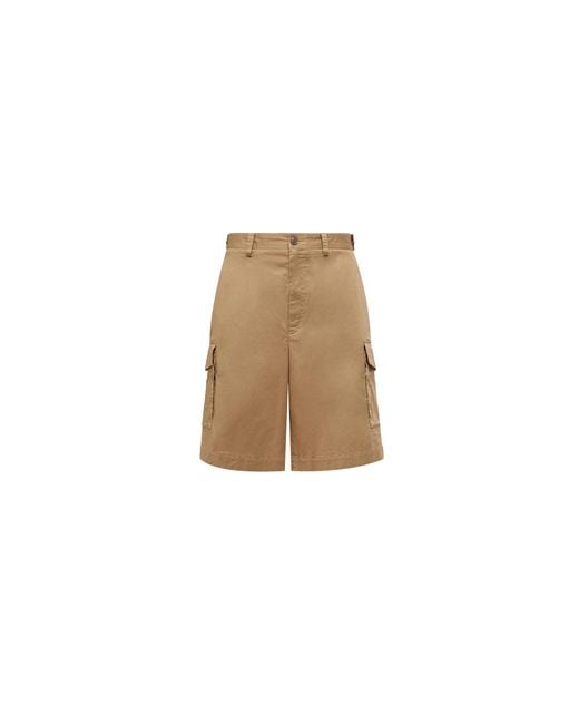 Moncler Natural Cotton Gabardine Cargo Shorts for men
