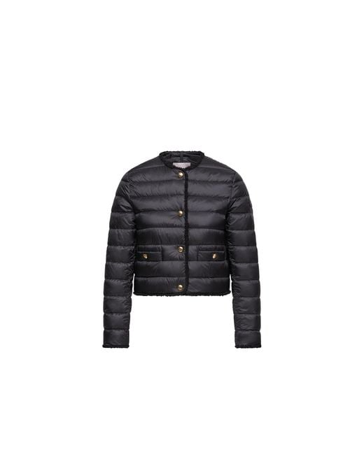 Moncler Black Moncler Fleurs Bouclé-Trimmed Short Down Jacket