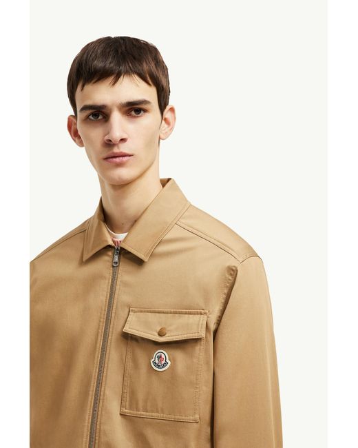 Moncler Natural Cotton Gabardine Zip-Up Shirt Jacket for men