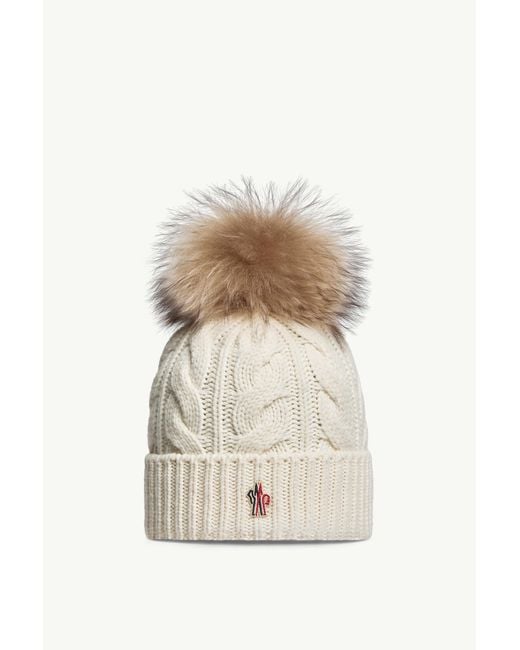 Moncler Natural Wool & Cashmere Beanie With Pom Pom