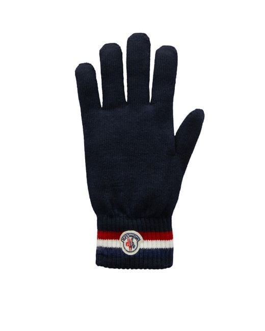 Moncler Blue Tricolour Knit Gloves for men