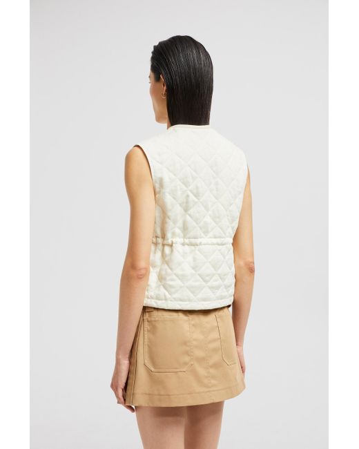 Gilet En Lin Vigny À Matelassage En Losanges Moncler en coloris White