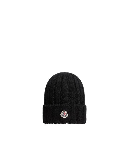 Moncler Black Moncler Cable Knit Wool Blend Beanie