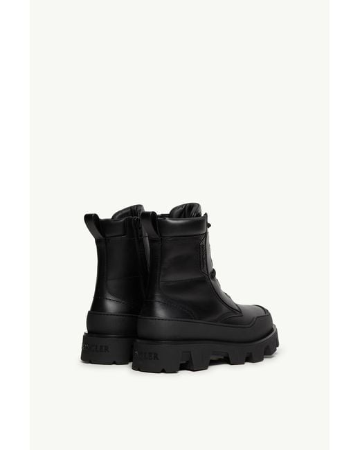 Moncler Black Peak Path Leather Lace-Up Boots for men