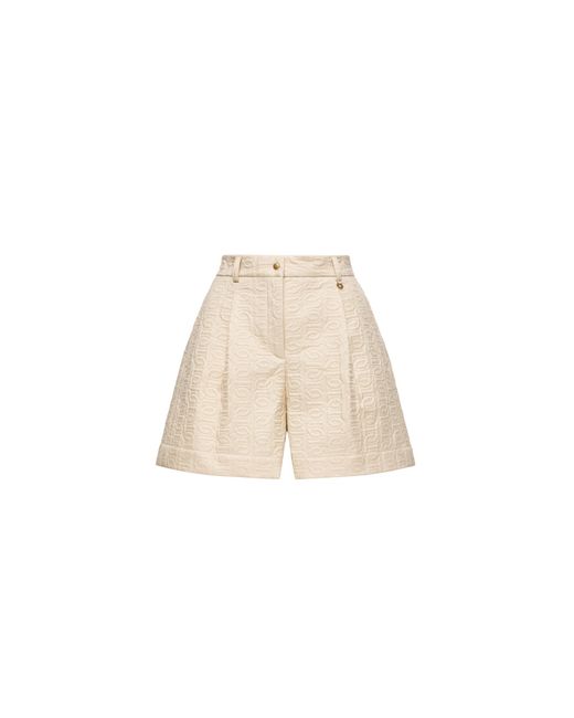 Moncler Natural Moncler Leather Logo Shorts