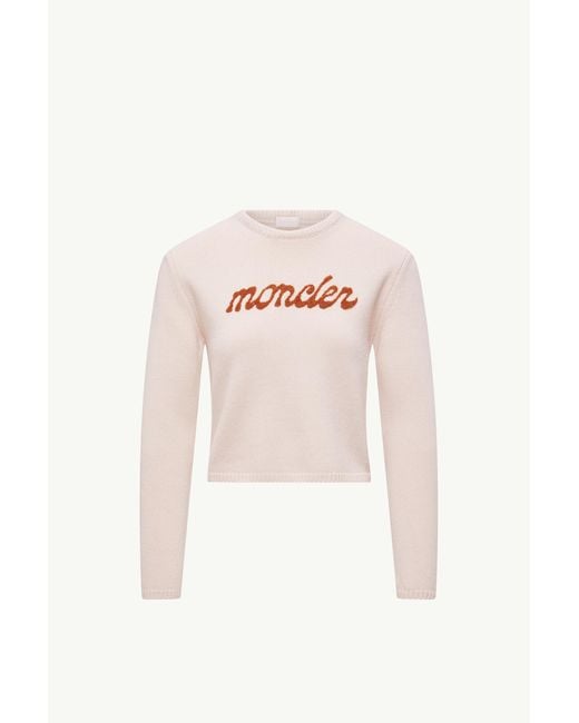 Pull En Laine Et Cachemire À Logo Brodé Moncler en coloris Pink