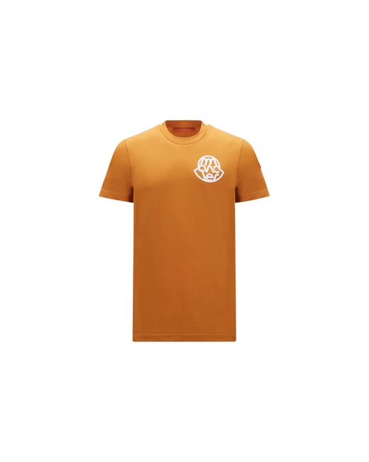 Moncler Orange Logo Motif T-shirt for men