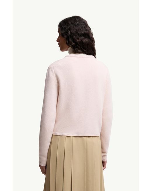 Pull En Laine Et Cachemire À Logo Brodé Moncler en coloris Pink