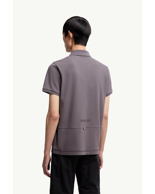 Moncler Poloshirt Aus Baumwollpiqué Mit Logoaufnäher, Herren, Größe in Gray für Herren