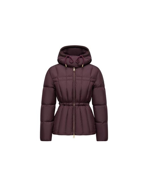 Plumífero Corto Con Capucha Y Acolchado Vertical Estom, Mujer, Talla Moncler de color Purple