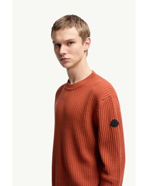 Moncler Red Wool Jumper With Pocket for men