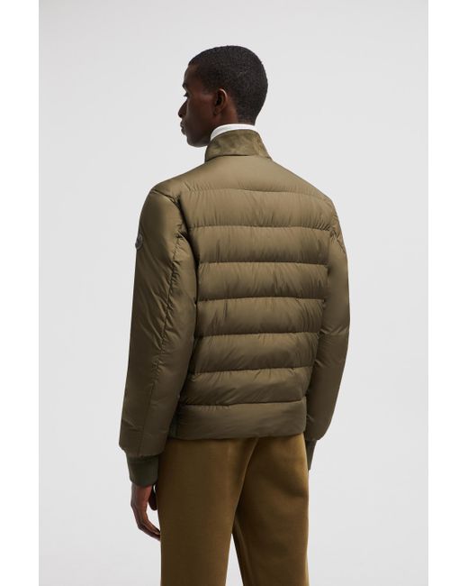 Moncler Green Lountere Hooded Suede Short Down Jacket for men