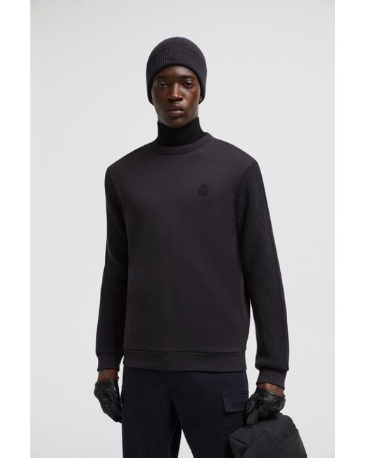 Moncler Black Knit Cotton Sweatshirt for men