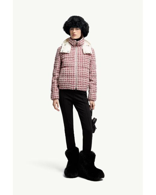 Moncler Black Andronne Tweed Hooded Short Down Jacket
