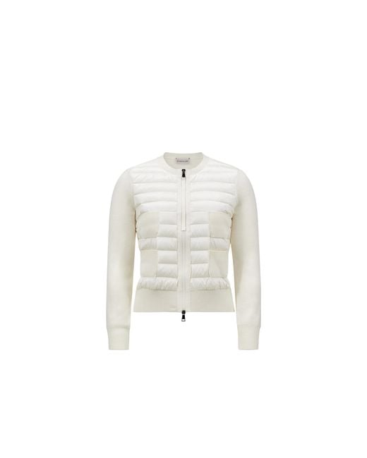 Moncler White Moncler Padded Wool Zip-Up Cardigan