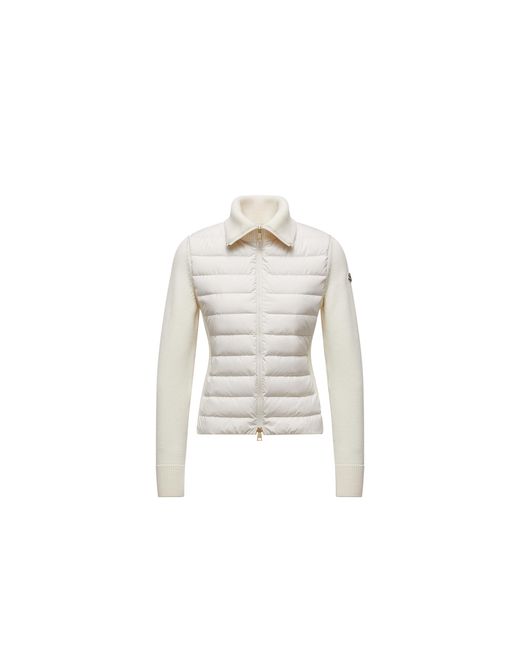 Moncler White Padded Wool Zip-Up Cardigan