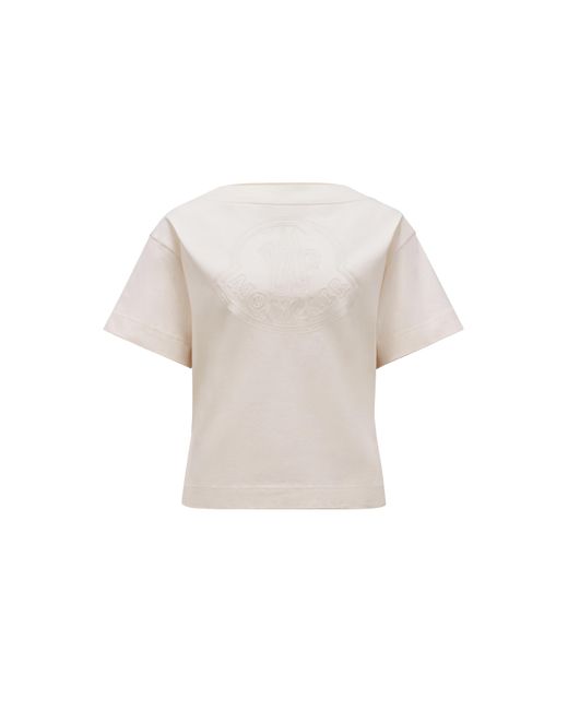 Moncler White Embroidered Logo T-shirt