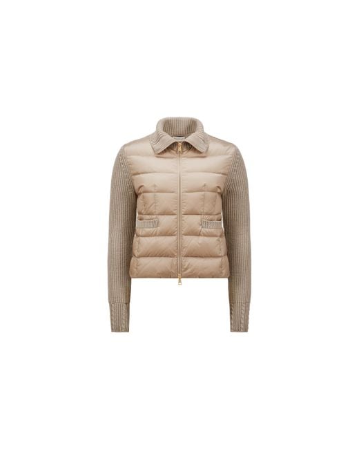 Moncler Natural Padded Wool Zip-Up Cardigan