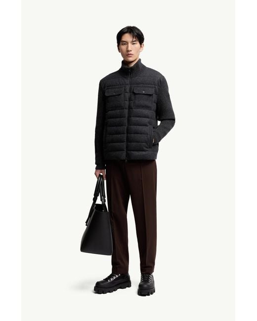 Moncler Wattierte Strickjacke Aus Wolle Mit Reißverschluss, Herren, Größe in Black für Herren