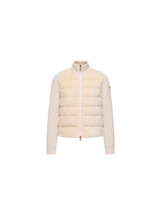Cardigan Zippé En Laine Et Teddy Matelassé Moncler en coloris Natural