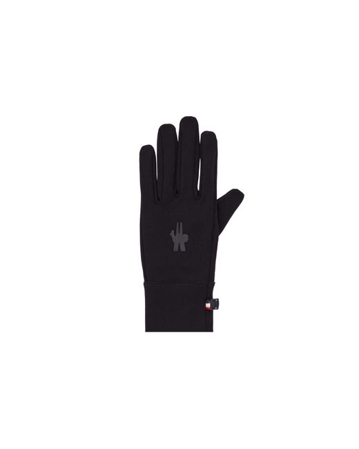 3 MONCLER GRENOBLE Black Jersey Gloves for men