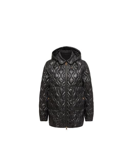 Moncler Black Moncler Balette Geometric Quilted Mid-Length Down Jacket