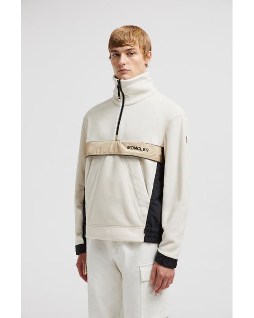 Moncler White Polartec Fleece Insulated Half-Zip Sweatshirt for men