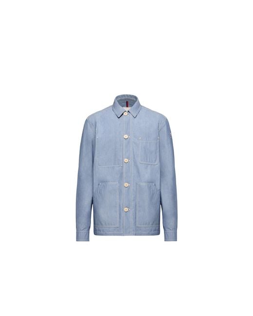 Moncler Blue Moncler Elorn Chambray Shirt Jacket for men