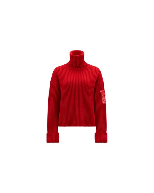 Pull à col roulé en laine Moncler en coloris Rouge | Lyst