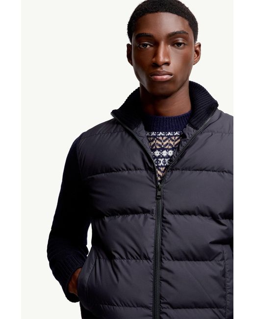 Moncler Wattierte Strickjacke Aus Wolle Mit Reißverschluss, Herren, Größe in Blue für Herren