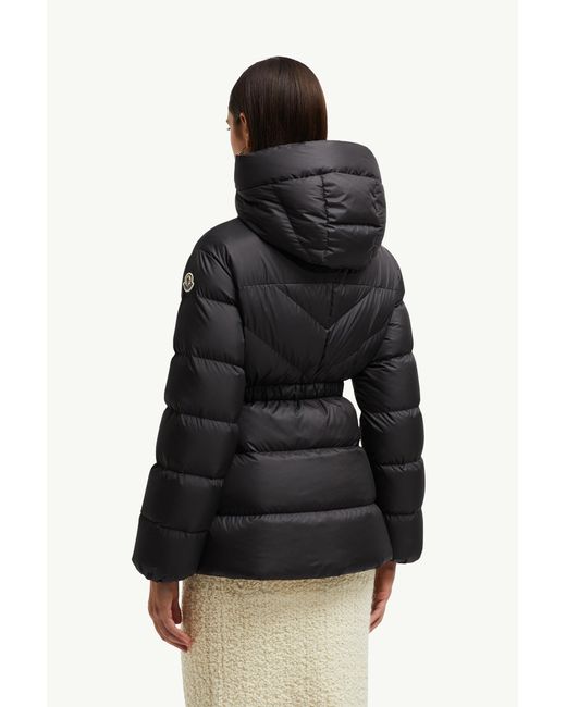 Moncler Black Brosse Diagonal-Quilted Hooded Short Down Jacket