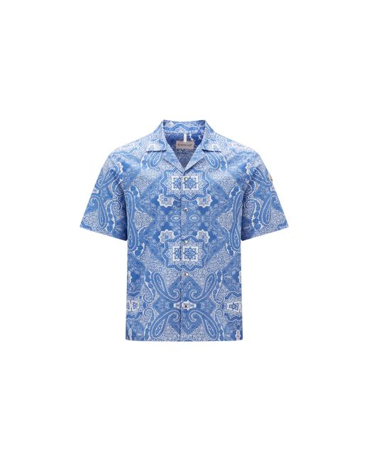 Moncler Blue Bandana Print Shirt for men