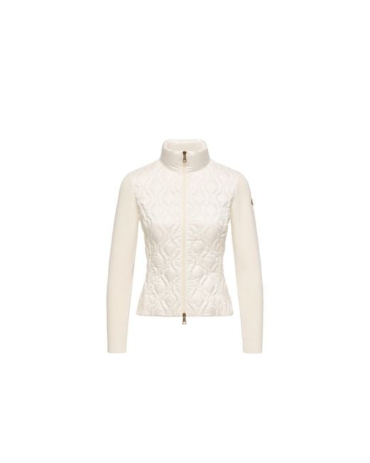 Moncler White Moncler Cotton Padded Zip-Up Cardigan