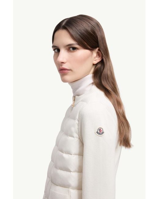 Cárdigan Con Cremallera De Lana Acolchada, Mujer, Talla Moncler de color White