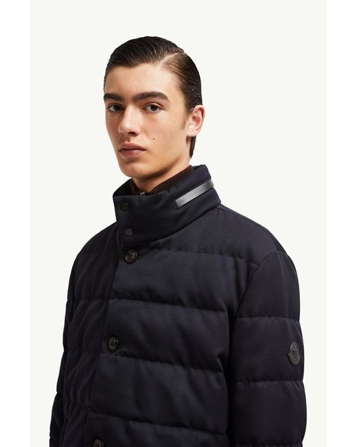 Moncler Blue Vallonpierre Hooded Long Down Jacket for men