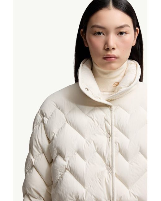 Moncler White Senevee Heart-Quilted Short Down Jacket