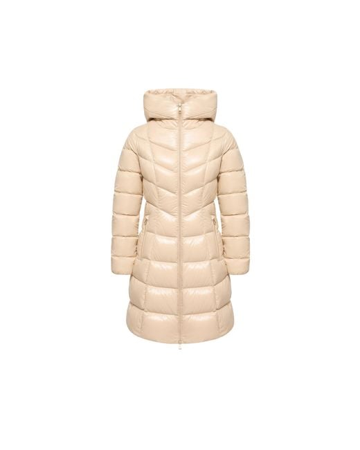 Moncler Natural Moncler Marusse Hooded Mid-Length Down Jacket