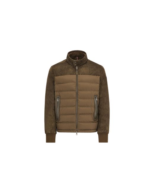 Moncler Brown Monviso Suede Down Jacket for men