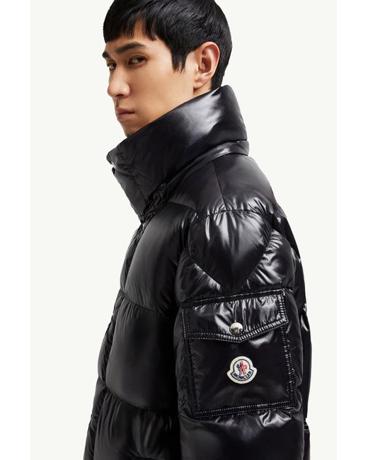Moncler Black Hanoverian Hooded Square-Quilted Long Down Jacket for men