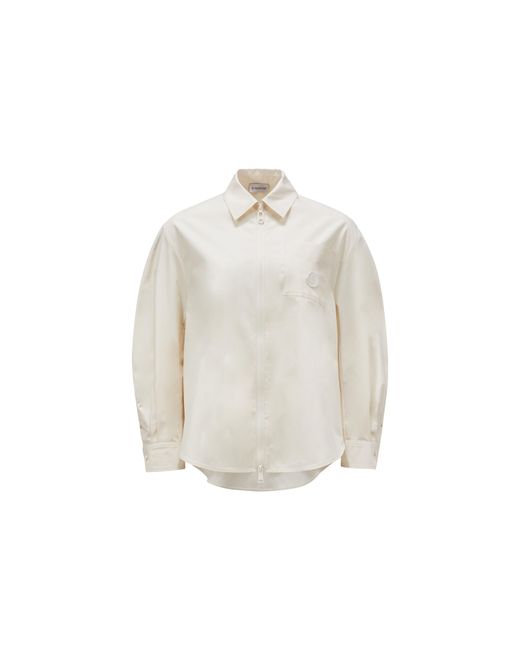 Moncler White Poplin zip-up shirt