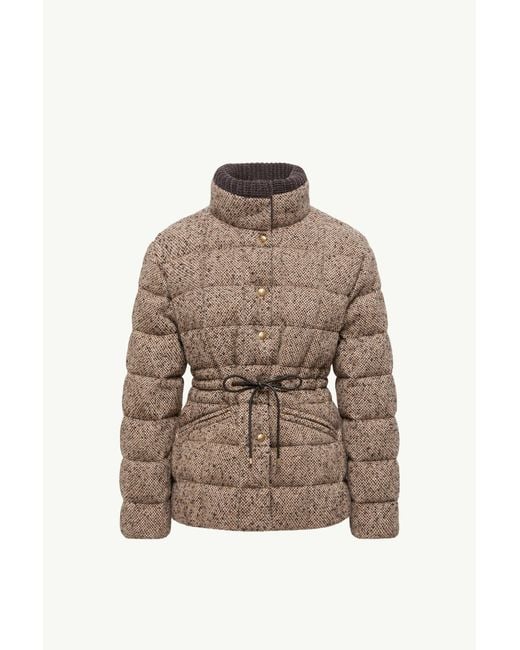 Moncler Brown Antigony Wool Blend Short Down Jacket
