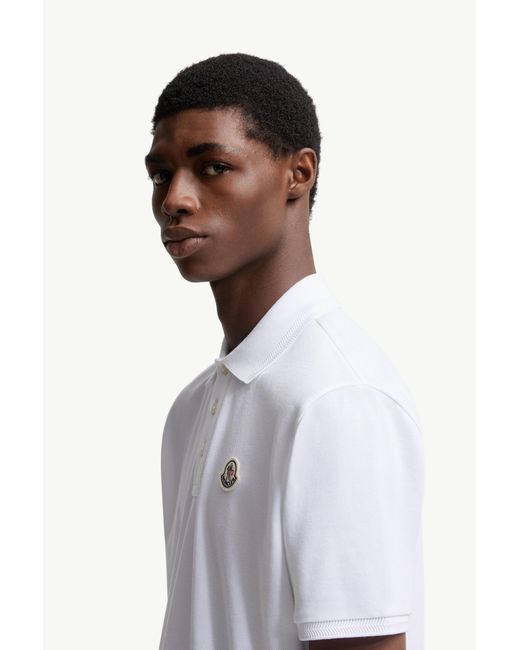 Moncler Green Logo Patch Cotton Piquet Polo Shirt for men