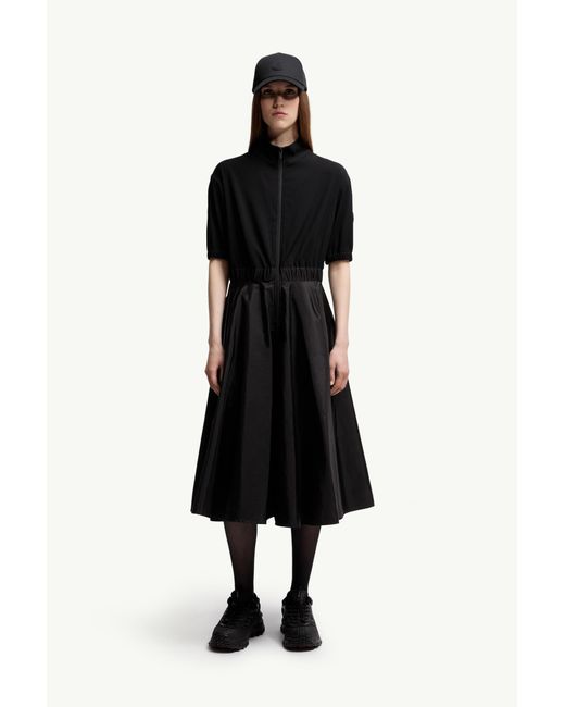 Moncler Black Midi-Kleid Aus Satin, Damen, Größe