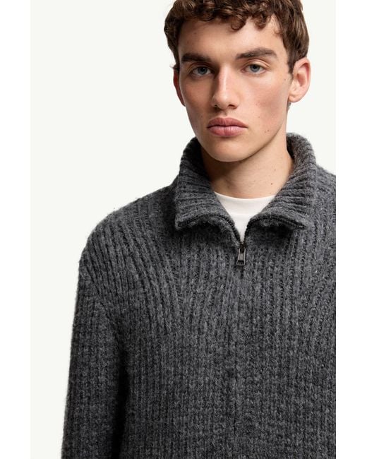 Moncler Gray Alpaca & Wool Zip-Up Cardigan for men