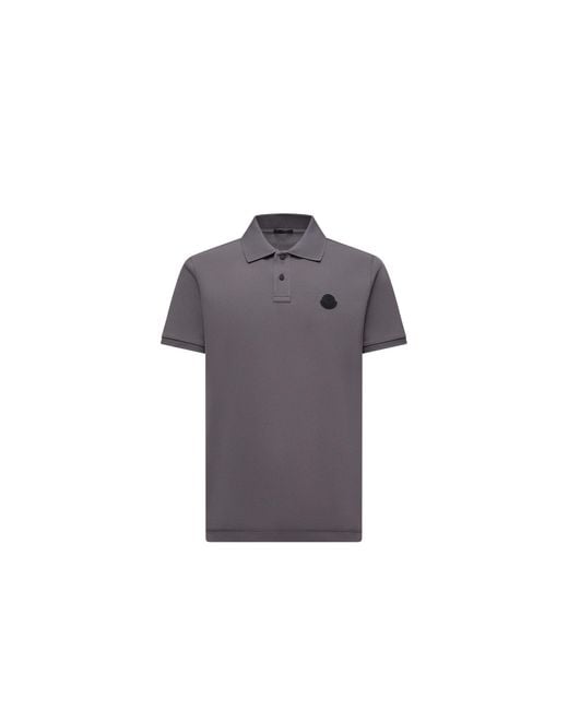 Moncler Poloshirt Aus Baumwollpiqué Mit Logoaufnäher, Herren, Größe in Gray für Herren
